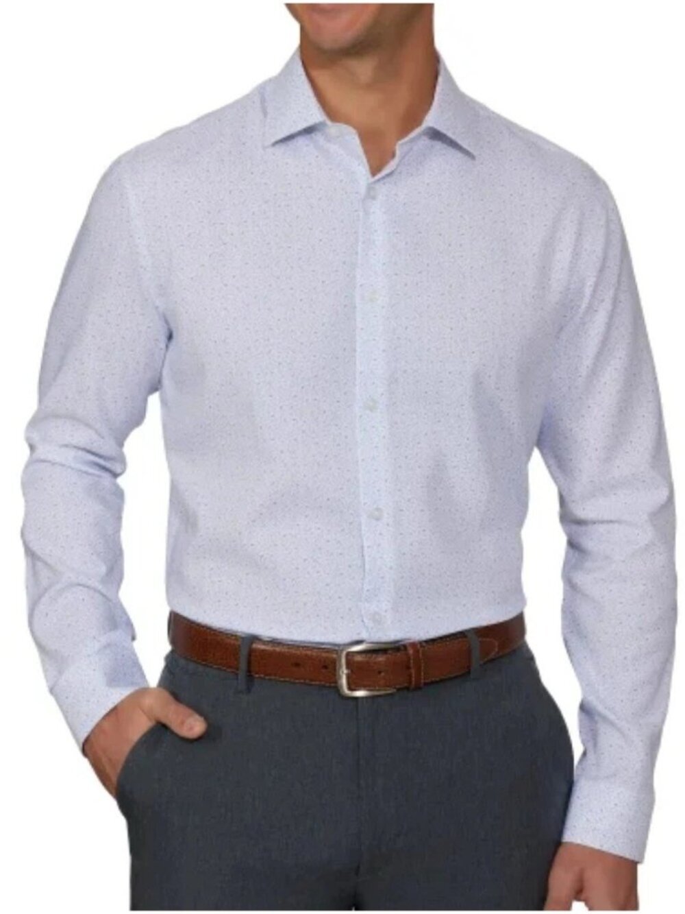 Kenneth Cole Reaction Men's M Regular Fit Dress Shirt Blue Pattern F1014